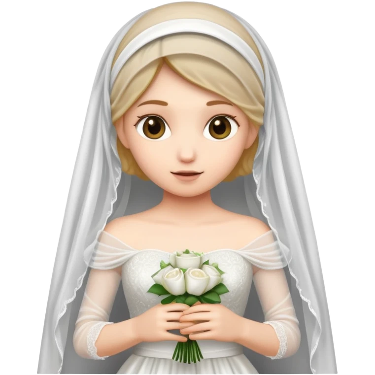 Veiled girl holding a wedding dress emoji