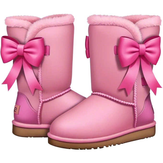 2 pink uggs with 2 pink bow emoji