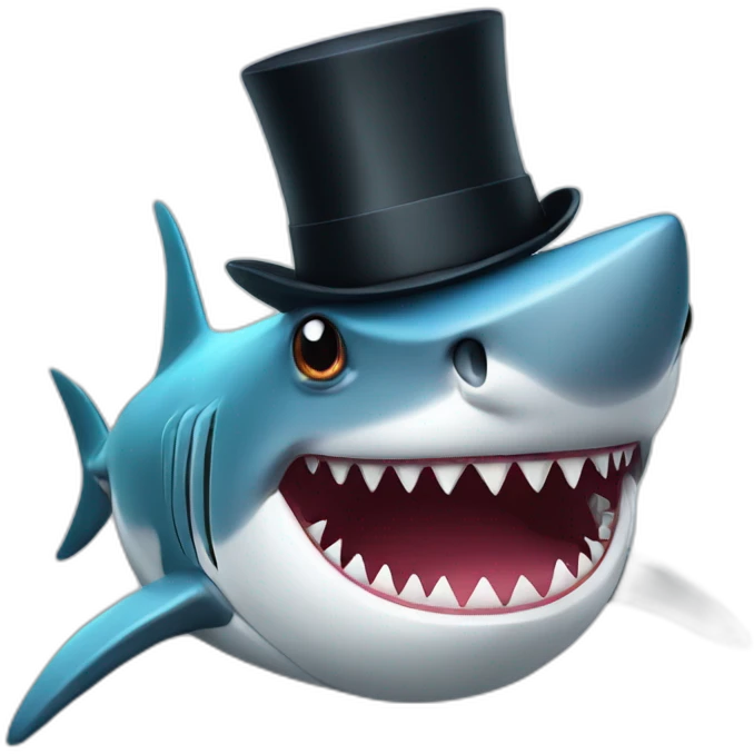 Shark with a top hat emoji