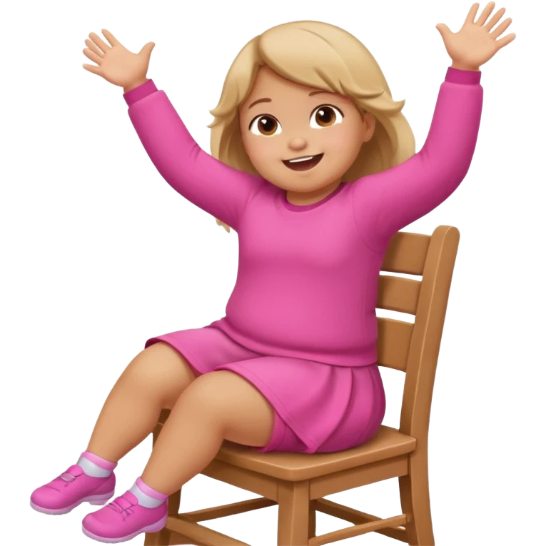 Little Girl fat but not too fat standing but falling off of a chair half in the air chair with pink clothes on standing on chair but fell off emoji