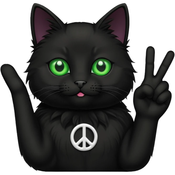 A black cat holding a piece sign emoji