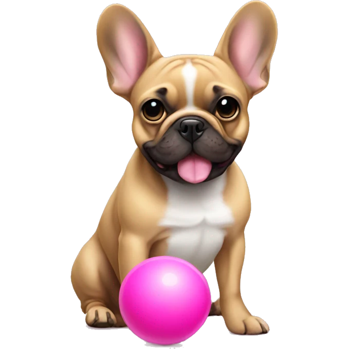 Frenchie with pink ball emoji