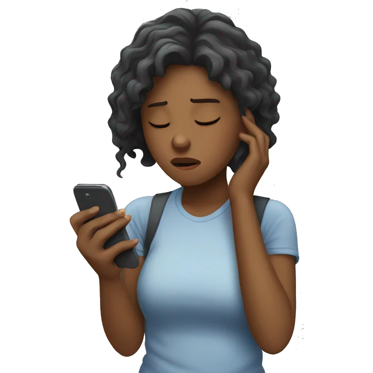 girl exhausted from being on her phone  emoji