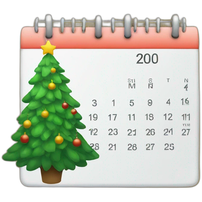 combine a calendar and a christmas tree emoji