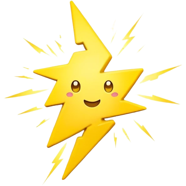 Lightning emoji with kawaii style with “gravixprime” text near it emoji
