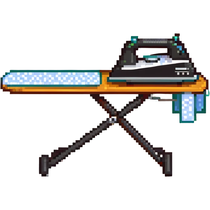 An ironing board with a clothes iron on it emoji