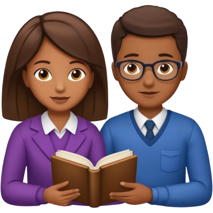 educator or speech therapist with child, who helps child with lessons or reading books emoji
