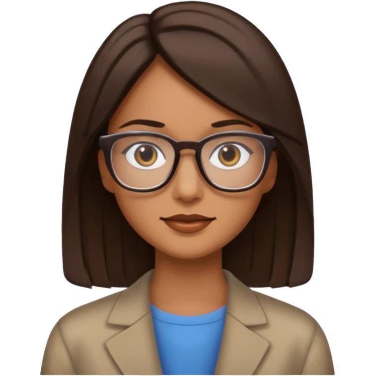 woman with tan skin, shoulder length straight dark-brown hair and glasses emoji