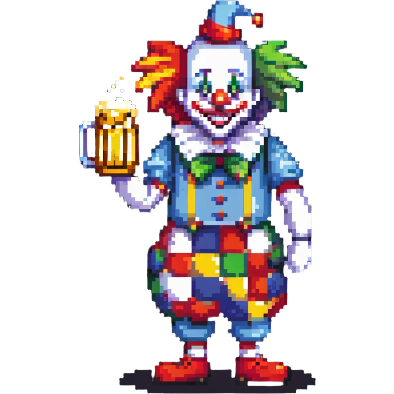 clown with a beer emoji