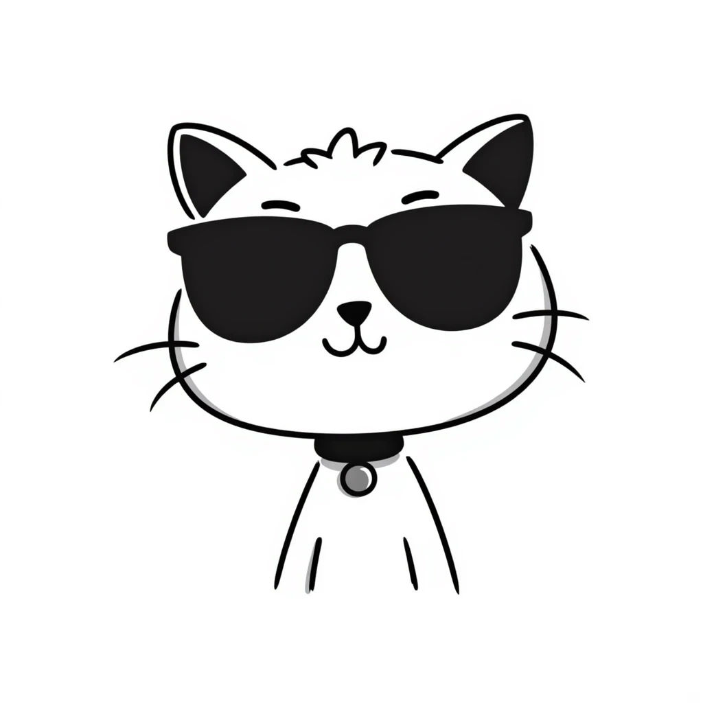 Cool cat wearing sunglasses, looking confident emoji
