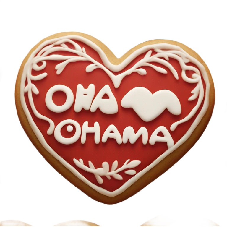 Red cookie heart with ohana emoji