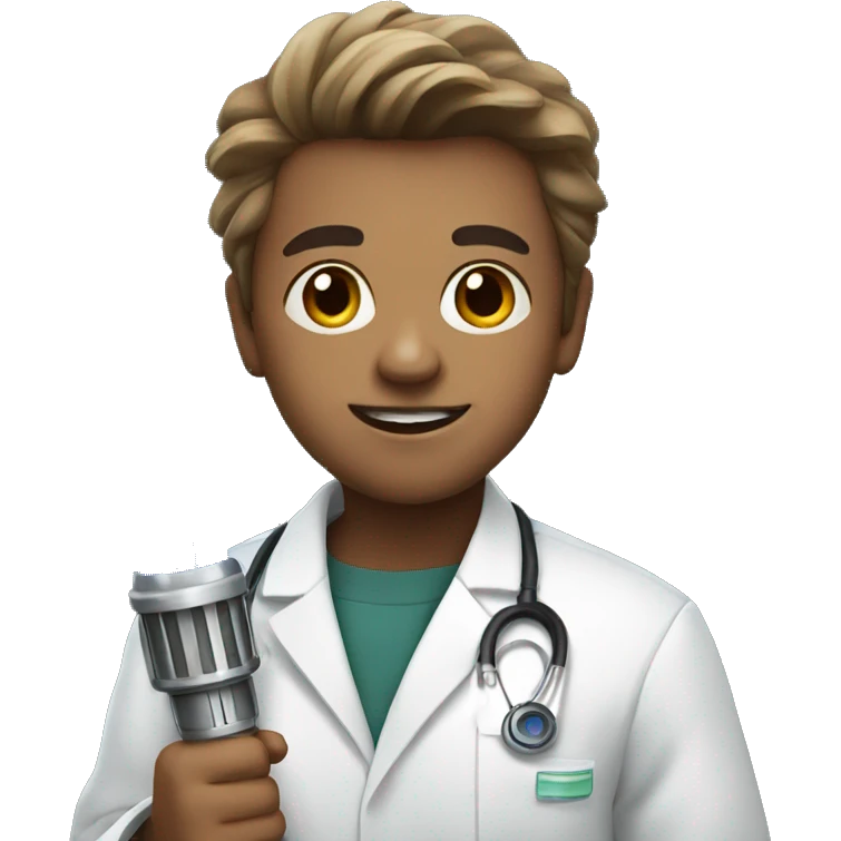 young doctor with a lightsaber emoji