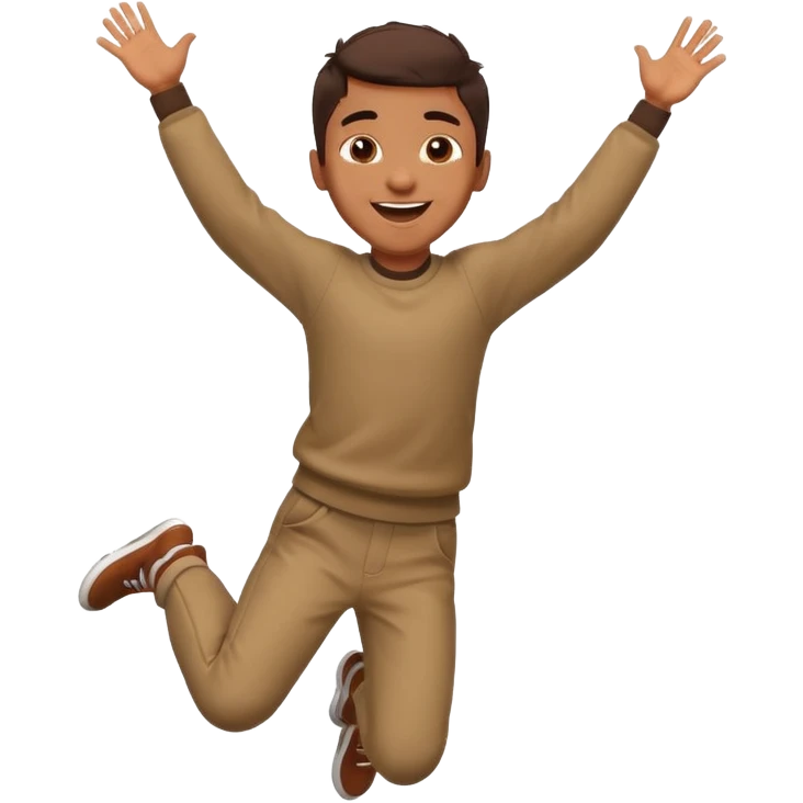 brown boy jumping really high emoji