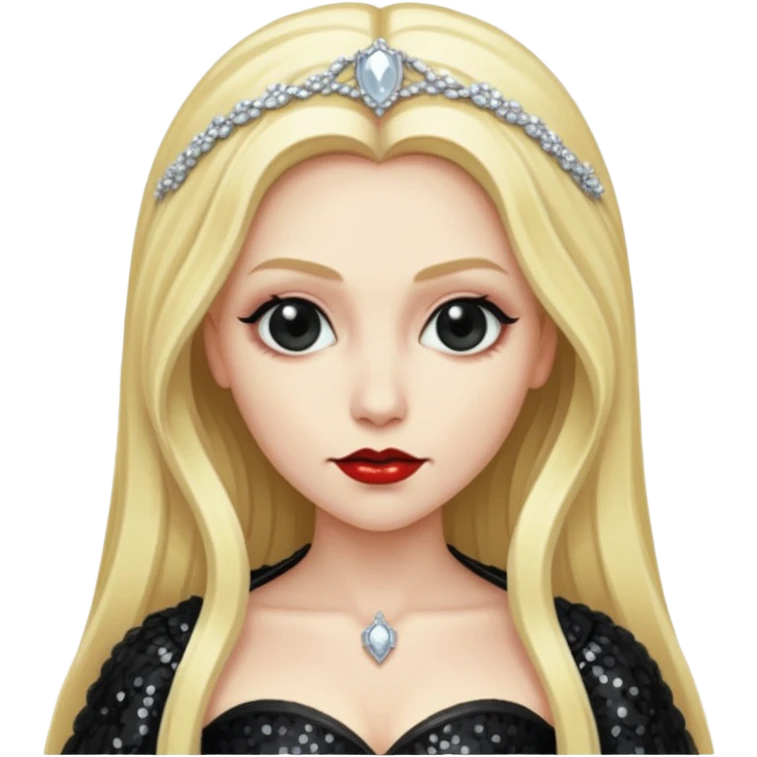 Bride of Dracula with long blonde hair, black sequin outfit emoji