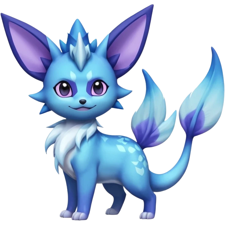 Nebulae Aurorus-Noibat-Vaporeon-Glaceon-Meowstic-Fakémon-hybrid-creature (full body)  emoji