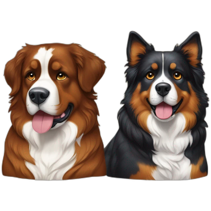 A Bernese dog next to A tortoiseshell cat without white emoji