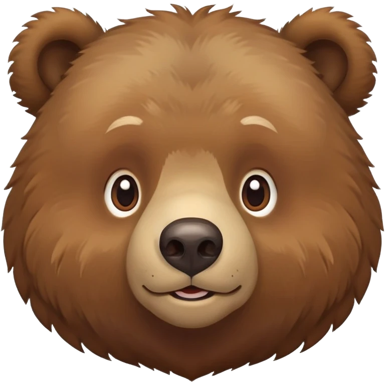 Cute Russian brown bear head, friendly expression, front view emoji