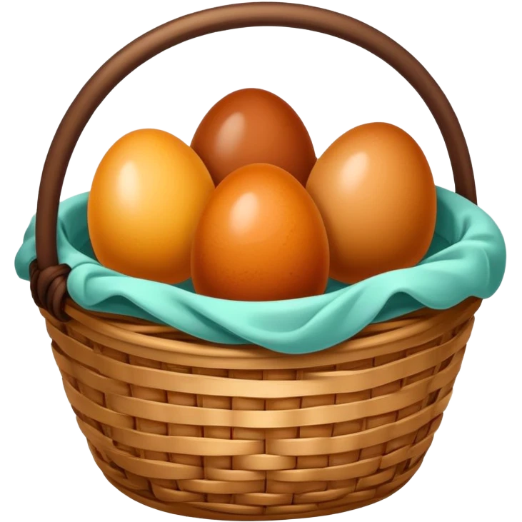 Tea eggs marbled brown appearance in basket, simplified emoji style with bold outlines and bright colors, cartoon style Chinese breakfast Cha Ye Dan emoji