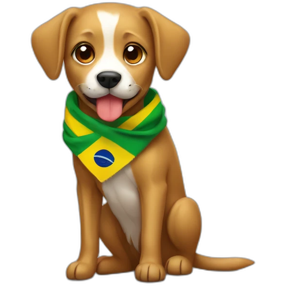 Stray-caramel-dog-wearing-scarf-with-brazilian-flag emoji