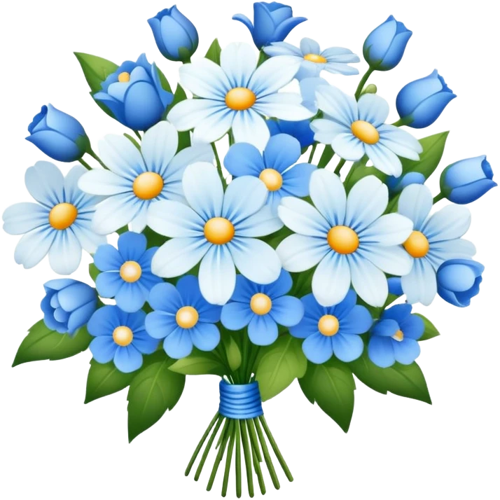 Blue and white doer bouquet  emoji
