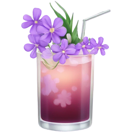 Cocktail with light purple flowers emoji