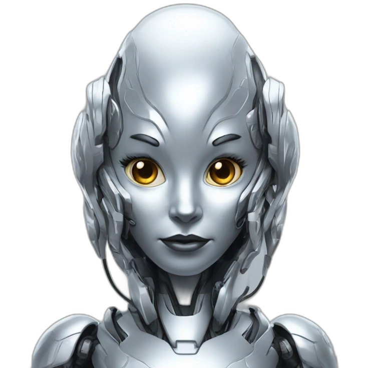 Cyber futuristic silver furry humanoid robot  emoji