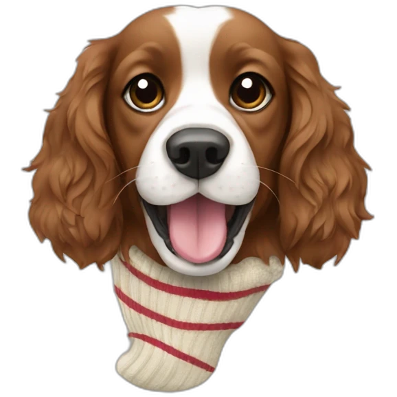 spaniel eating a sock emoji