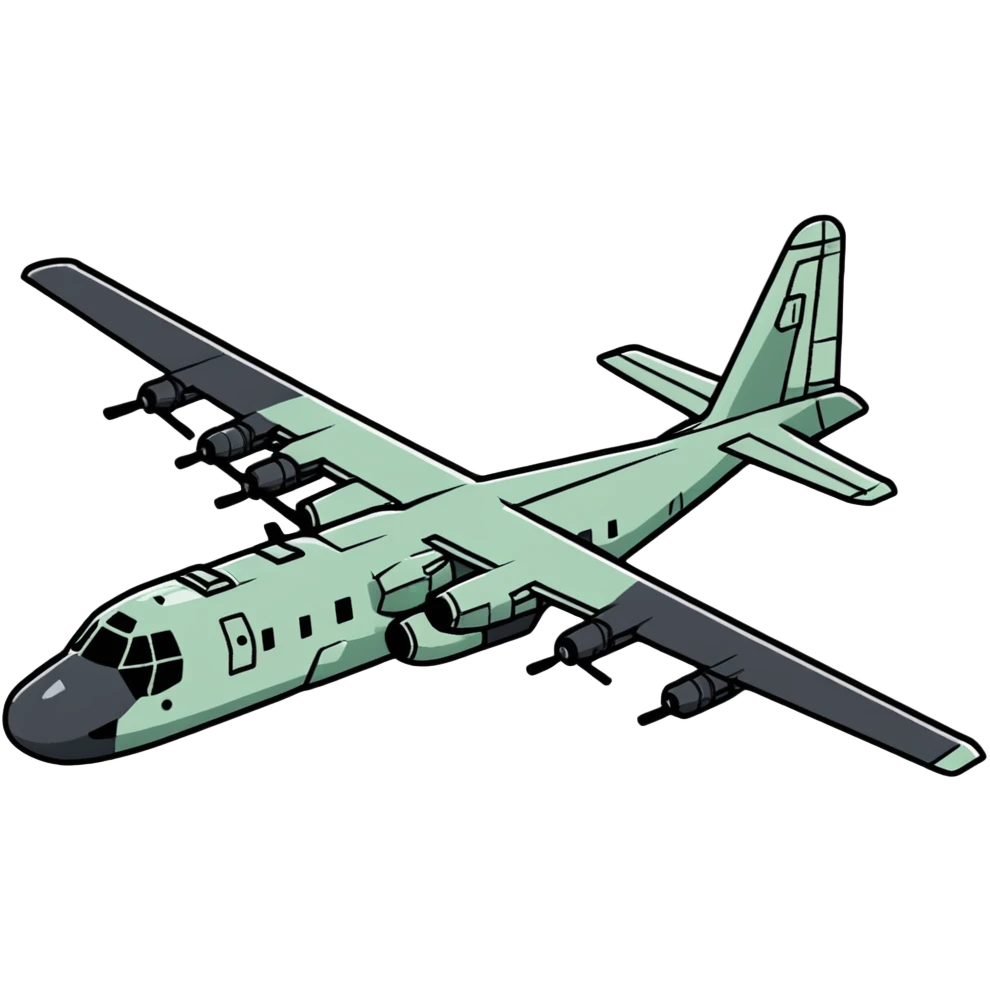AC-130 gunship military aircraft with visible cannons and weapons emoji