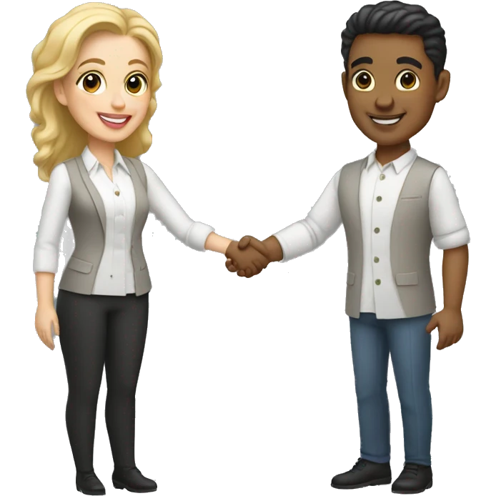 light-skinned restaurateur and blogger shake hands emoji