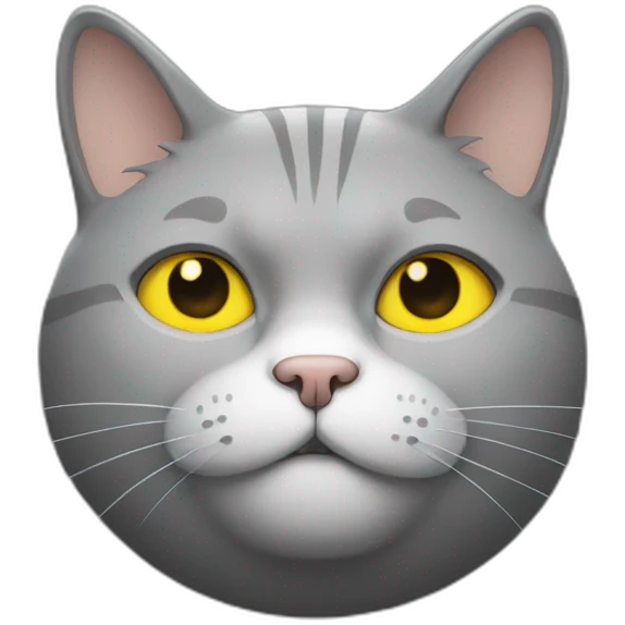 Fat cat grey with yellow eyes emoji