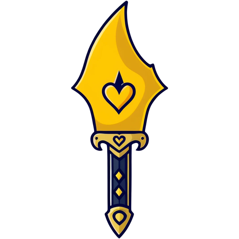 golden heart with a golden dagger crossing it emoji