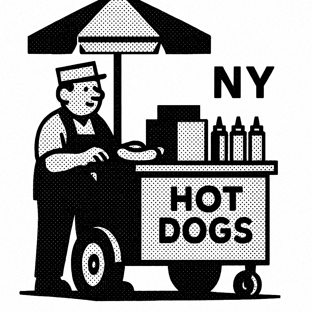 hotdog seller in New York with cart emoji