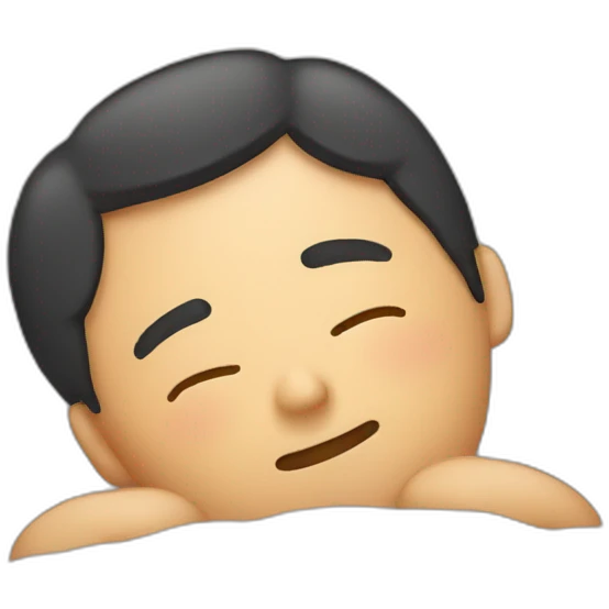 Asian sleeping on his bed emoji