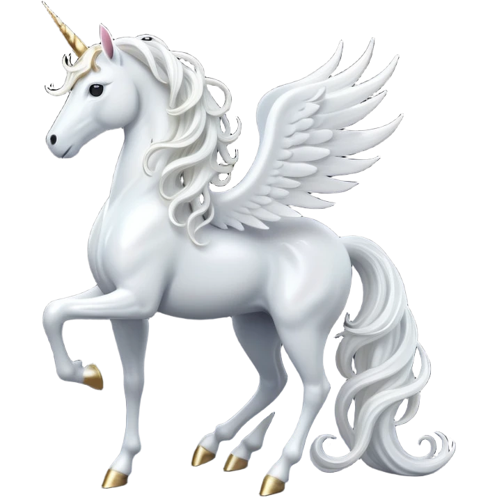 cinematic-beautiful-white-unicorn-full body-emoji,-poised-and-regal,-with-a-slender,-ethereal-form-draped-in-a-pristine-white-color,-a-flowing-mane-and-tail,-and-a-glistening,-spiraled-horn-that-radiates-pure-light,-simplified-yet-sharp-and-majestic, zoomed out to show a majestic unicorn emoji