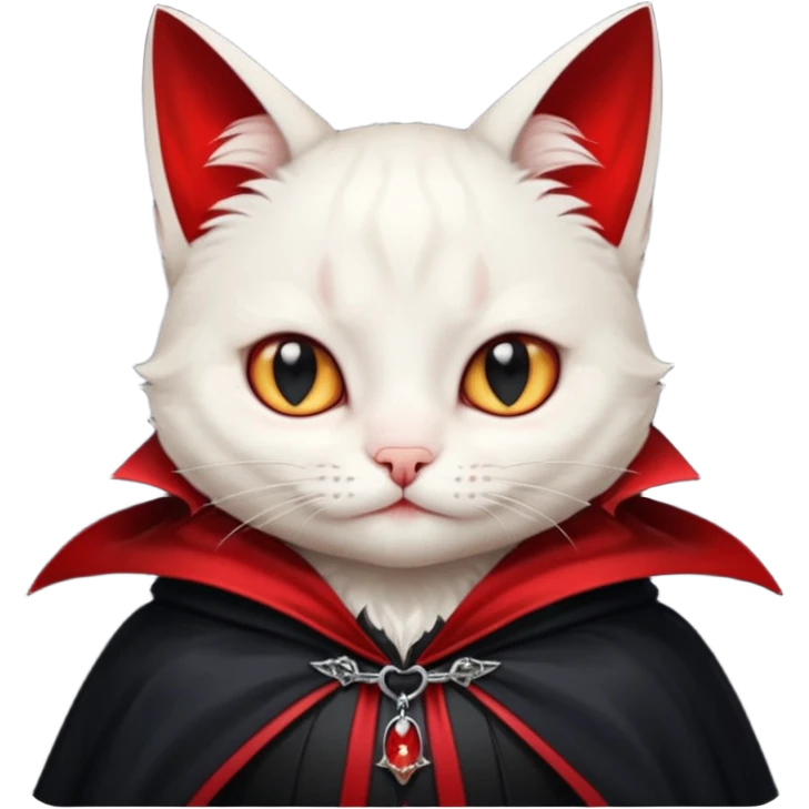 {
      "type": "object",
      "look": "cat in red collar cloak",
      "description": "a cute vampire cat wearing a red collar cloak"
    } emoji