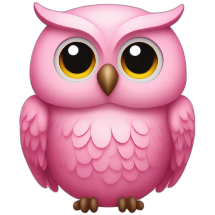 a pink owl blinking emoji