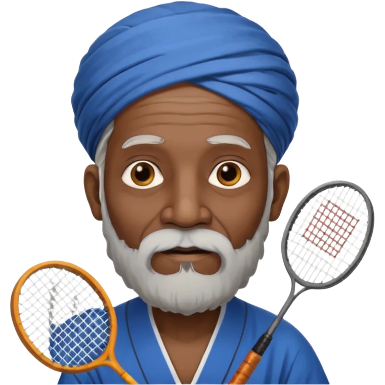 ancient guru india old black man with 1 badminton racket emoji
