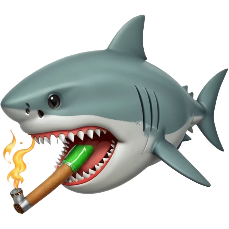 Shark face with a blunt in its mouth emoji