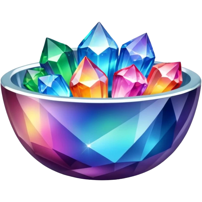 a bowl of colorful blinged crystal emoji