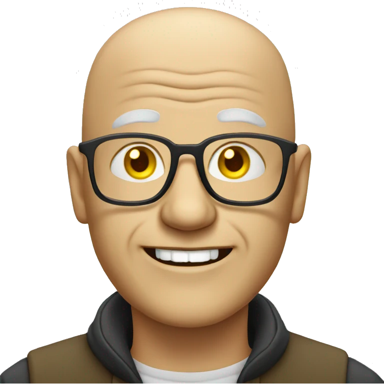 Bald old man with yellow teeth and glasses  emoji