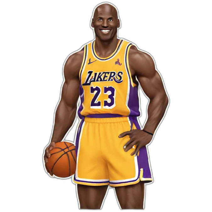 Michael Jordan wearing Lakers jersey emoji
