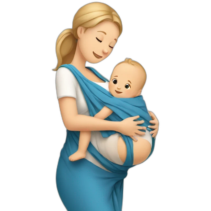 European pregnancy Babywearing mom with baby and wrap emoji
