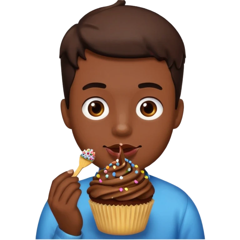 Man eating cupcake emoji