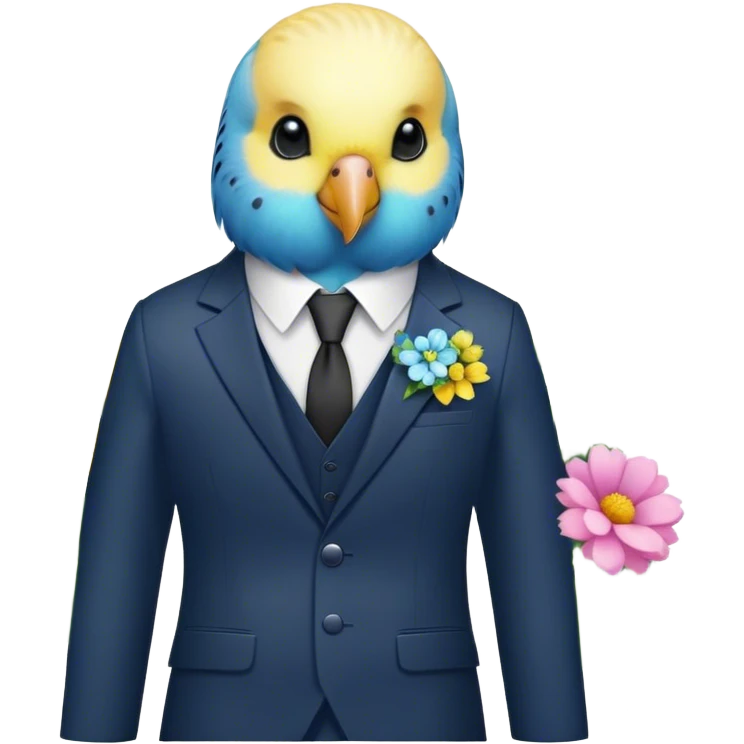 budgie in a suit with flowers  emoji