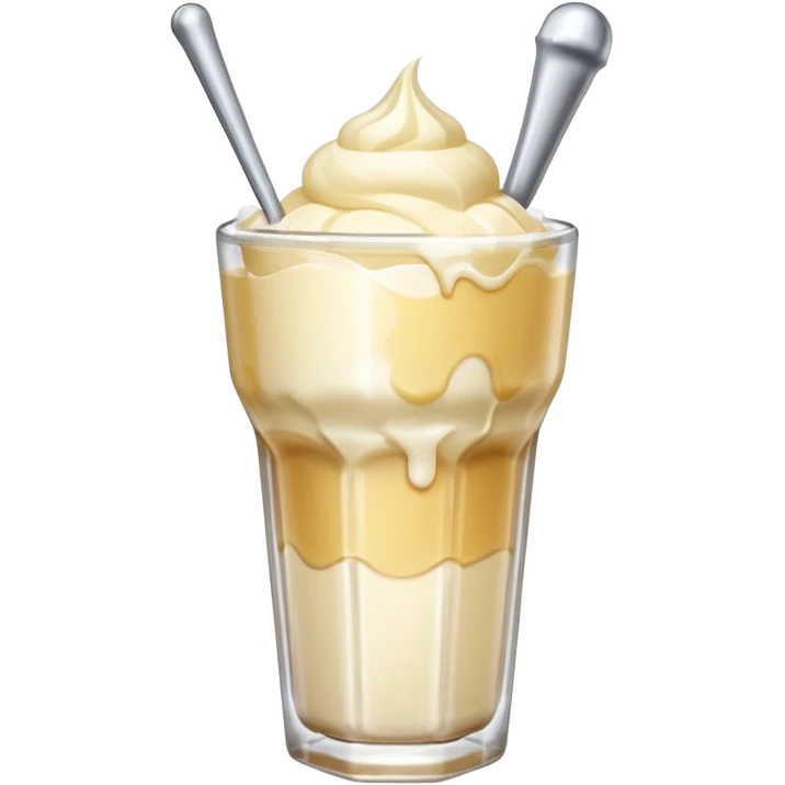 Japanese cream soda on a glass with ice ice cream vanilla 1 scoop on top emoji