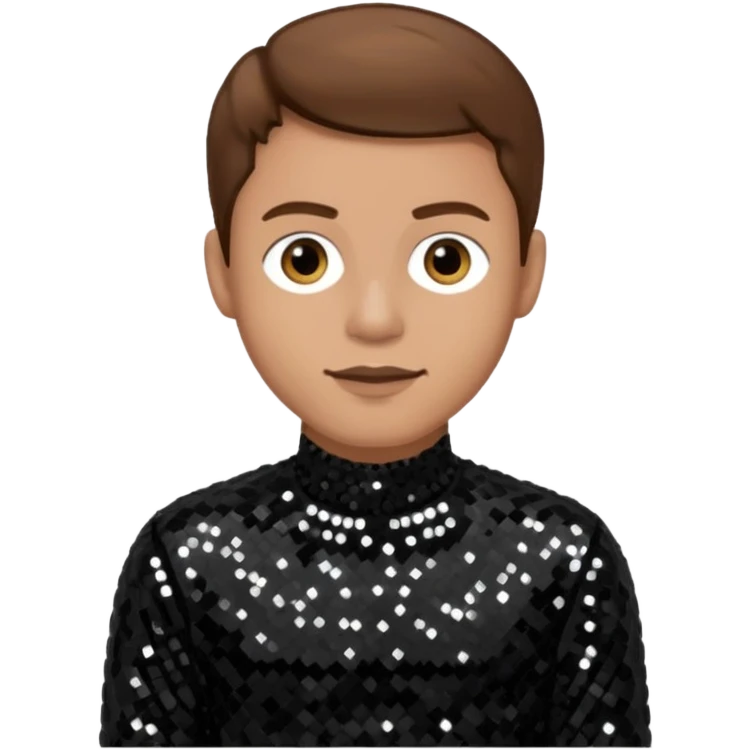 Dan Miller from O-Town with light skin, brown hair, black sequin outfit emoji