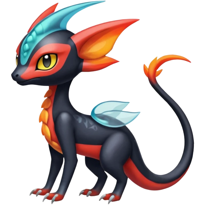 Colorful Translucent Tricky Hot Handsome Meloetta-Salandit-Litten-Pokémon-Fakémon-fusion-hybrid-creature emoji