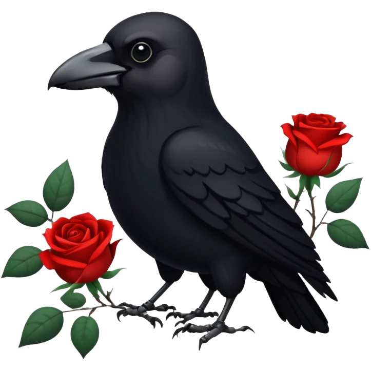 Crow with white roses emoji