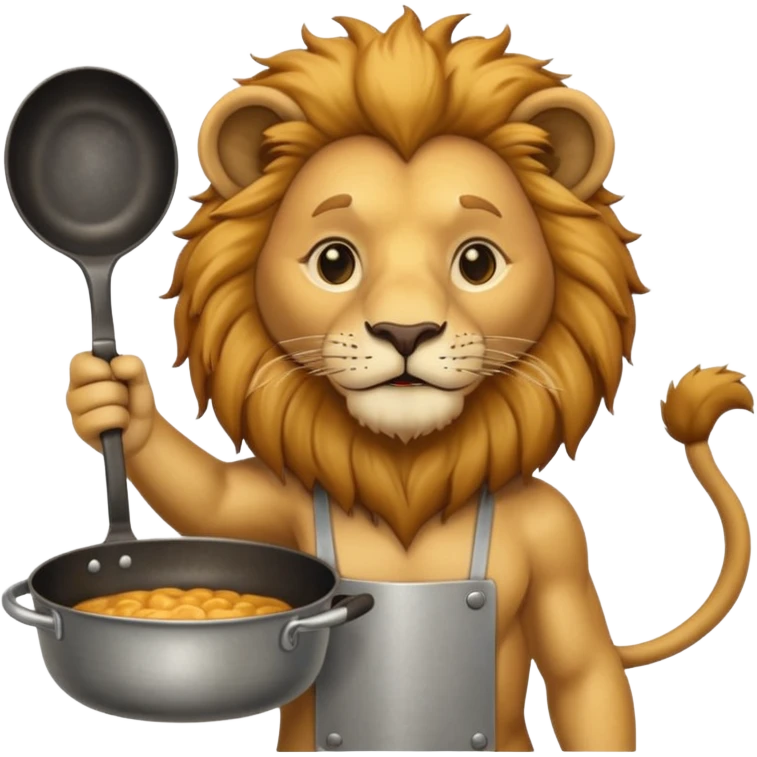 Lion holding up a pan emoji