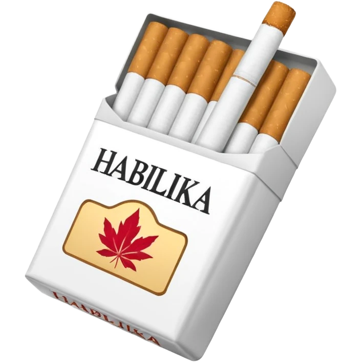 Создать emoji картинку с пачкой сигарет с надписью «HABILKA” на фиолетовом фоне emoji